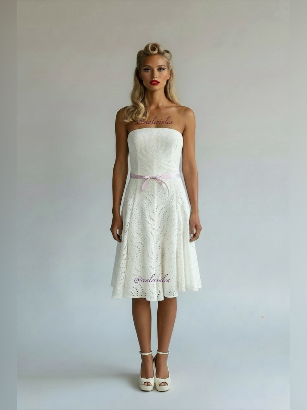 BCBGMaxAzria Strapless Eyelet Fit-and-Flare Dress White Size 4